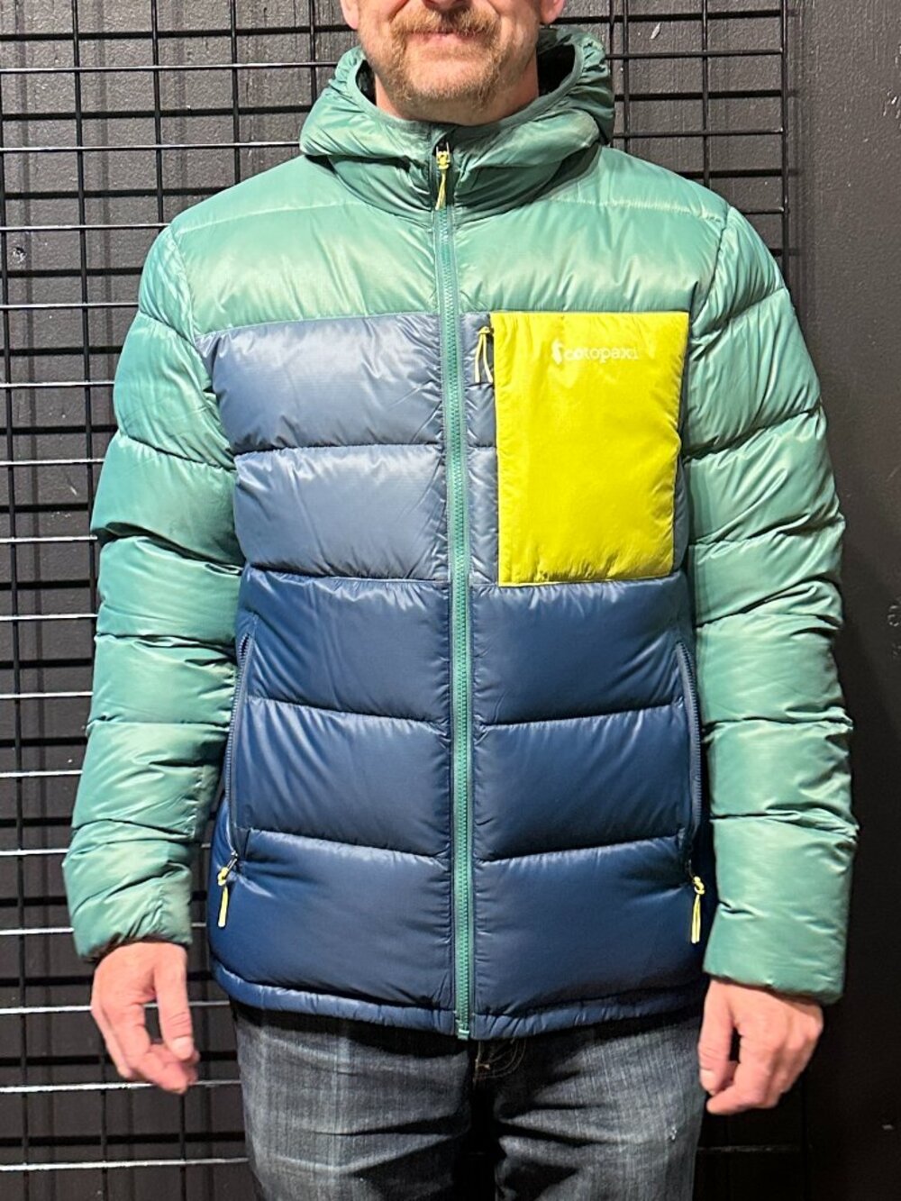 🏔️ Cotopaxi Fuego Max Hooded Jacket | Men's Medium | Blue & Green